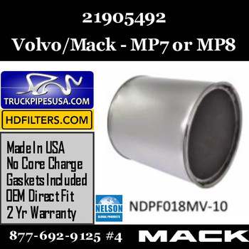21905492 Volvo Mack DPF for MP7 or MP8 Engine 21905492 Volvo Mack DPF for MP7 or MP8 Engine