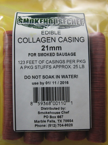 21 mm SLIM Collagen Snack Stick CASINGS for 25 lbs of Edible Slim Jims Pepperoni sausage