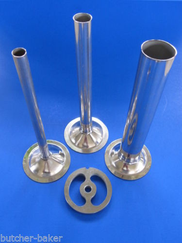 #12 Sausage Stuffer Stuffing Meat Grinder tubes AND STUFFING PLATE fits all Hobart, LEM, Cabelas and more