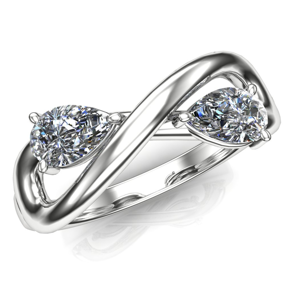 Diamond Engagement Ring Two Stone With Infinity Symbol