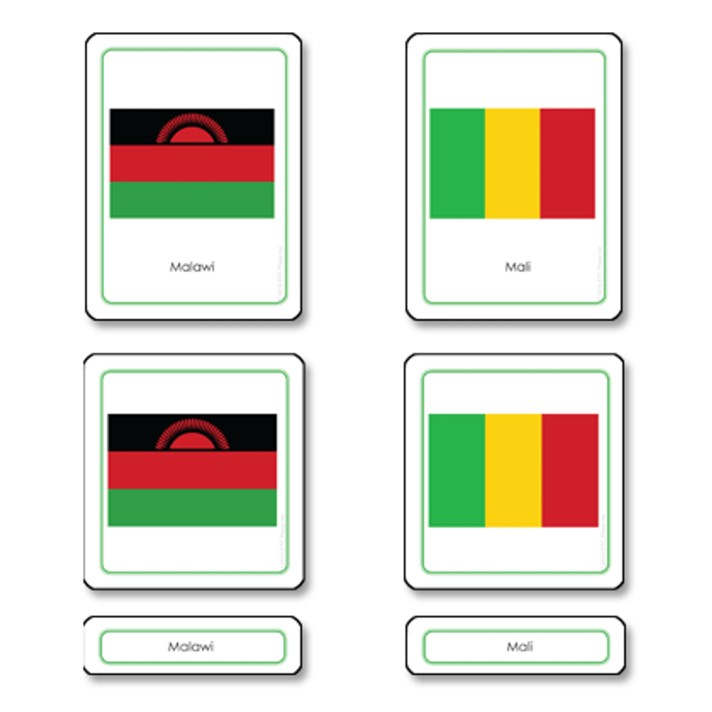 Flags of the world 3 part cards (printed on pvc)
