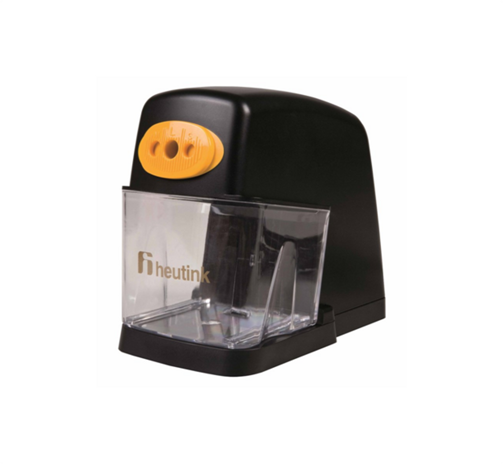The Heutink Electric Pencil Sharpener with thermal overload stops auto-matically when point is sharp. fits pencils up to 12mm diameter.