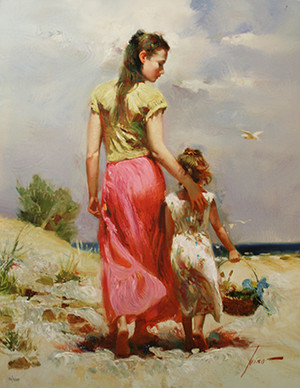 SEASIDE WALK (HAND EMBELLISHED) BY PINO