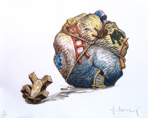 HOUSEBALL WITH FALLEN TOY BEAR BY CLAES OLDENBURG