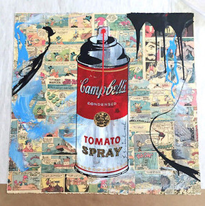 CAMPBELL'S TOMATO SPRAY COLLAGE (1/1) BY MR. BRAINWASH