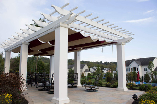 Fiberglass Pergola Kit + Retractable Canopy Sunbrella™ Fabric ... 26x16 structural fiberglass composite pergola kit / 12