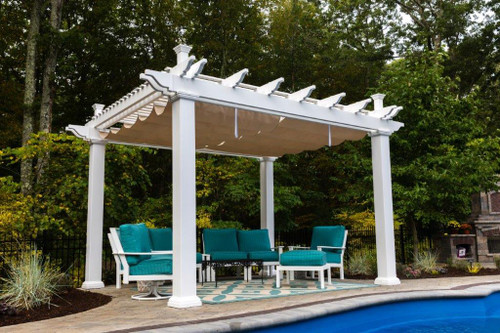 Pergola Kits + Canopy - PergolaKitsUSA.com Hampton Vinyl Pergola + Retractable Canopy - Pergola Kits + Canopy - PergolaKitsUSA.com