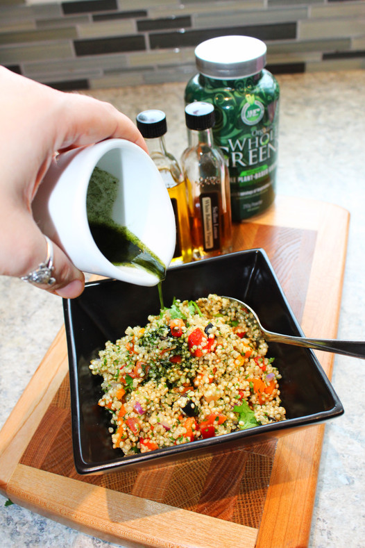 Quinoa Stuffed Peppers w/ Whole Greens Dressing