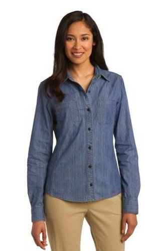 Ladies Patch Pockets Denim Shirt