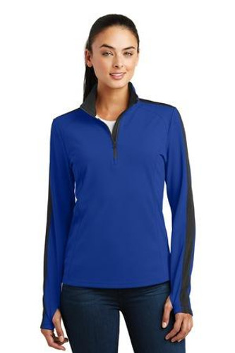 Ladies Sport-Wick Textured Colorblock 1/4-Zip Pullover