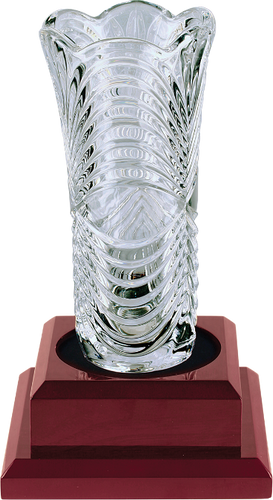 Royal Glass Vase with Rosewood Finish Base