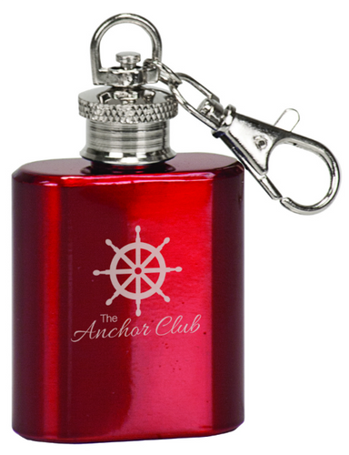 Gloss Red Stainless Steel Flask Keychain