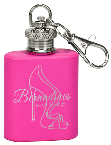 Matte Pink Stainless Steel Flask Keychain