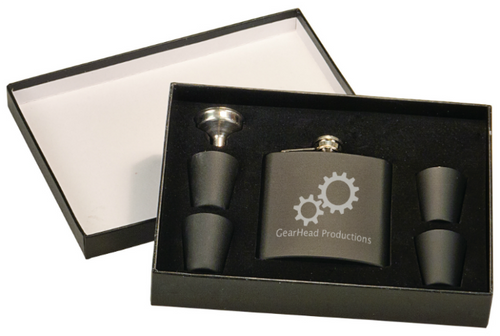 Matte Black Flask Set in Black Presentation Box