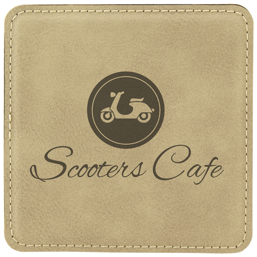 Light Brown Square Leatherette Coaster