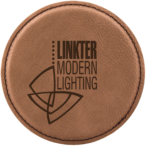 Dark Brown Round Leatherette Coaster