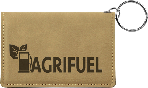 Light Brown Leatherette ID Holder with Keychain