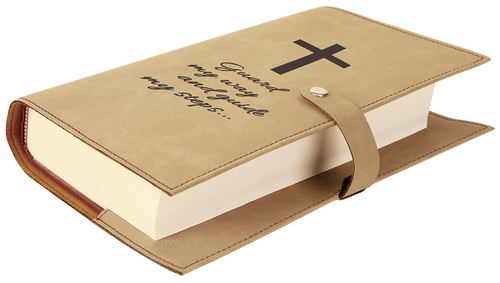 Light Brown Leatherette Book/Bible Cover with Snap Closure