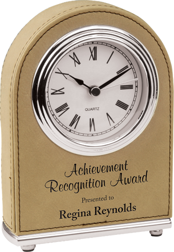 Light Brown Leatherette Arch Desk Clock