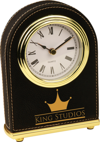 Black Leatherette Arch Desk Clock