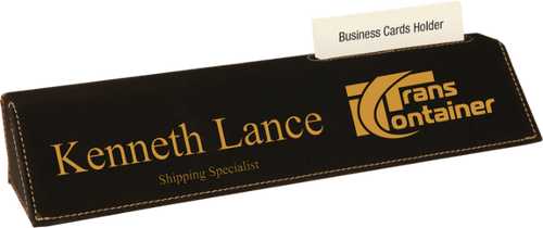 Black Leatherette Desk Wedge with Business Card Holder