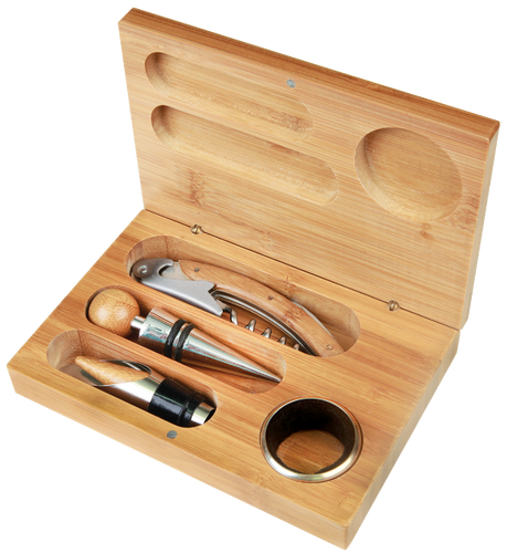Genuine Bamboo 4-Piece Wine Tool Set