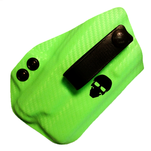 Short Order Appendix (AIWB) Holster with Light Attachement - The Alpha-Lima - Front - Zombie Green Carbon Fiber