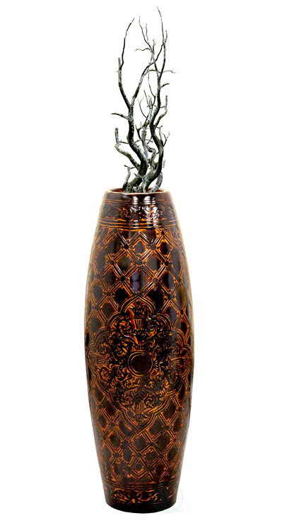 Antique Style Brown Floor Vase, 36" Tall