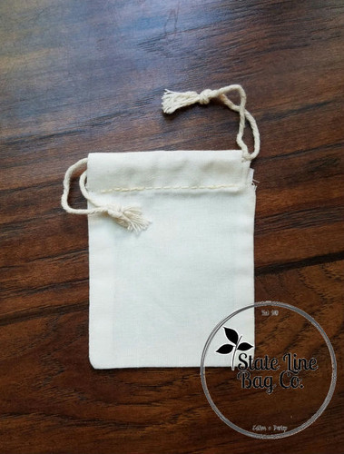 2.75" x 4" Premium Double - Drawstring Cotton Muslin Bag