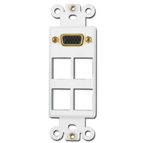 4 Port Keystone Plate with VGA Decorator Style 4 Port Keystone Plate with VGA Decorator Style