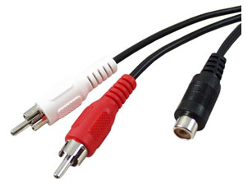 255-025 6" 2 RCA Plugs to RCA Jack Y Cable 255-025 6" 2 RCA Plugs to RCA Jack Y Cable