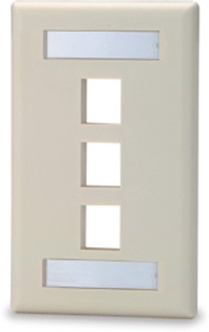 3 Port Single Gang Face Plate with Labeling Windows 3 Port Single Gang Face Plate with Labeling Windows