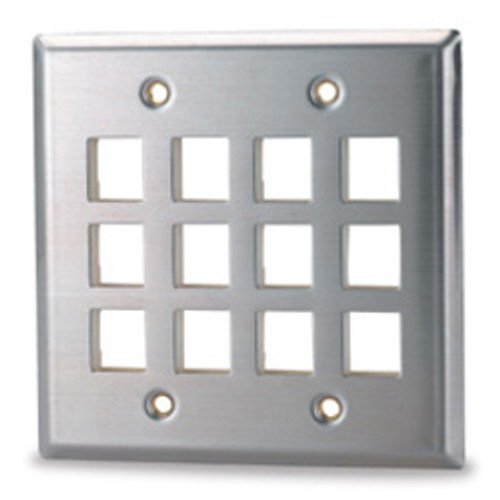 12 Port Stainless Steel Double Gang Wall Plate 12 Port Stainless Steel Double Gang Wall Plate