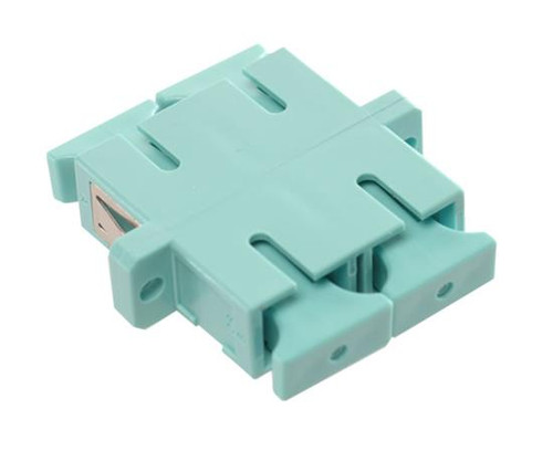 SC Fiber Optic Coupler Duplex 10 GIG MM Phosphor Bronce Aqua SC Fiber Optic Coupler Duplex 10 GIG MM Phosphor Bronce Aqua