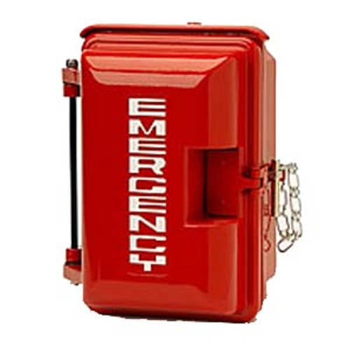 Cast aluminum weatherproof enclosure with EMERGENCY on door red 331-005-R Cast aluminum weatherproof enclosure with EMERGENCY on door red 331-005-R