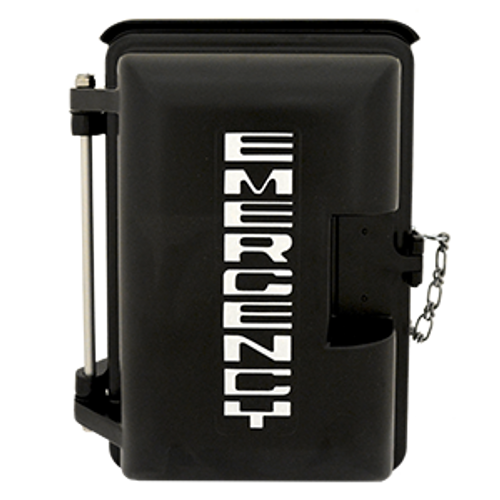 Cast Aluminum Weatherproof Enclosure with EMERGENCY on Door Black 331-005-B-EMER Cast Aluminum Weatherproof Enclosure with EMERGENCY on Door Black 331-005-B-EMER