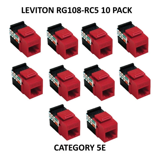 Leviton 5G108-RC5 RED GigaMax Categroy 5E QuickPort Connector Data Jack Leviton 5G108-RC5 RED GigaMax Categroy 5E QuickPort Connector Data Jack
