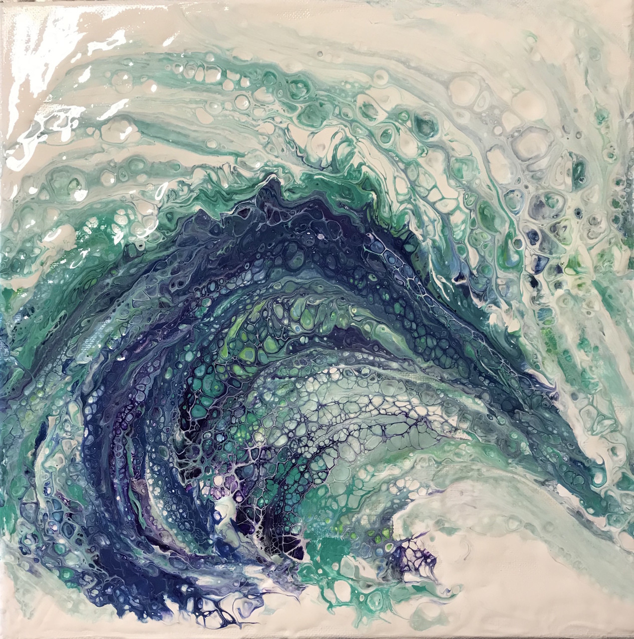 Abstract Ocean Wave - Hawaiian Wave Surf Art - Acrylic Painting - 12" x