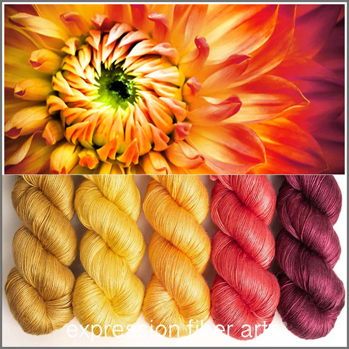 FLAME DAHLIA HUES PEARLESCENT FINGERING KIT