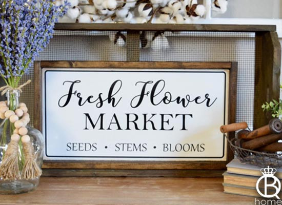 Fresh Flower Market Framed Wood Sign Queenbhome