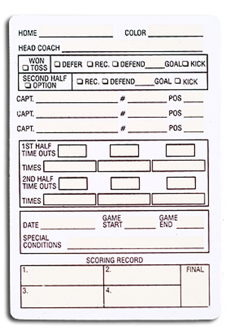 Football Officials Game Card Template Football Officials Game Card Template