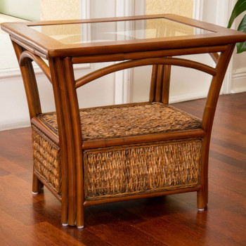 Panama End Table With Glass Top Panama End Table With Glass Top