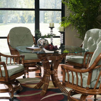 Walnut Grove 45" Dining Table With Beveled Glass Top Walnut Grove 45" Dining Table With Beveled Glass Top