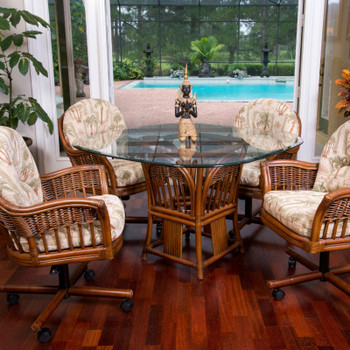 Bridgeport 5 PC Dining Set with Caster Arm Chairs in Sienna finish Bridgeport 5 PC Dining Set with Caster Arm Chairs in Sienna finish