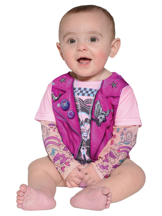 Faux Real Infant Pink Biker Romper - Model Front View