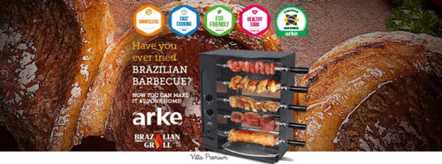 GRILL-BY-ARKE-BRASIL-BARBECUE 5-SKEWER-ROTISSERIE-G