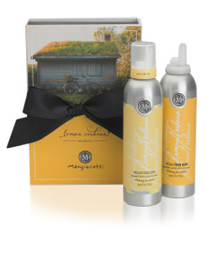Yellow box with black bow and both Whipped Body Lotion and Whipped Body Wash.