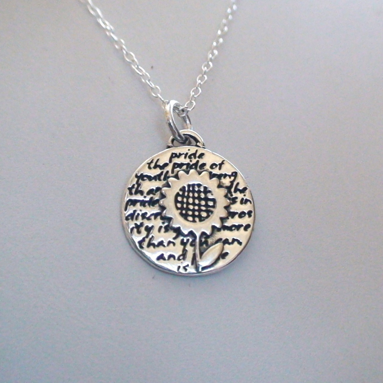 Sunflower Pendant - Inspirational 950 Sterling Silver