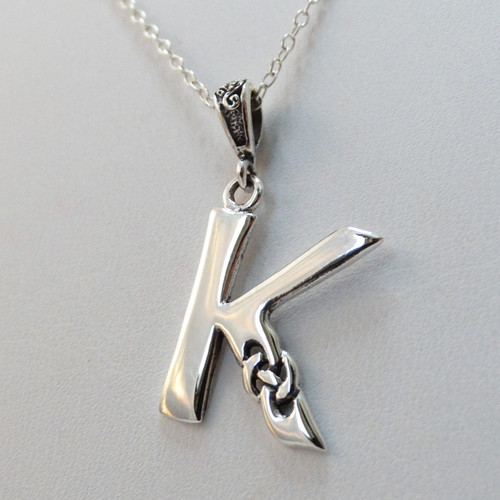 Sterling Silver Celtic Initial Letter K Necklace | FashionJunkie4Life