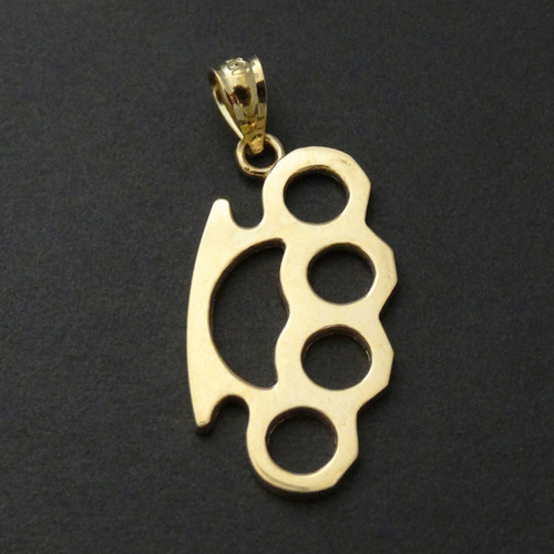10K Solid Gold Brass Knuckles Necklace FashionJunkie4Life